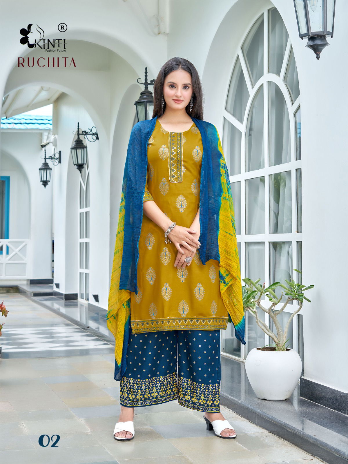 Kinti Ruchita Rayon Palazzo Readymade Suits Catalog
